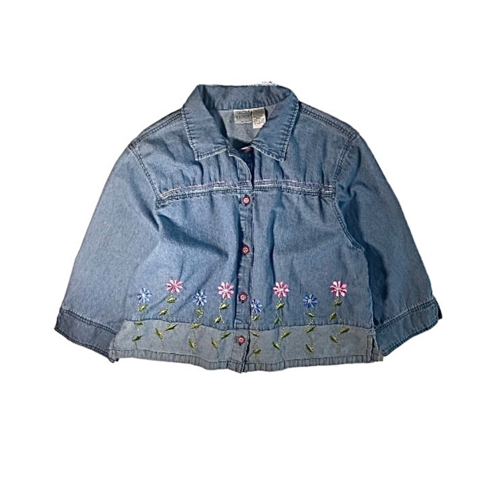 Bleu Bayou Floral Embroidered Denim Jacket